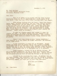 [Carta] 1972 Dec. 7, [EE.UU.] [a] Mr. Jack Goellner, The Johns Hopkins University Press, Baltimore, Maryland, [EE.UU.]