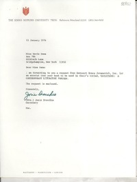 [Carta] 1974 Jan. 11, [Baltimore, Maryland, Estados Unidos] [a] Miss Doris Dana, Box 784 Hildreth Lane, Bridgehampton, New York