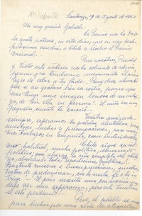 [Carta] 1951 ago. 19, Santiago [a] Gabriela Mistral