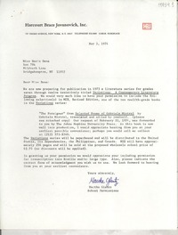 [Carta] 1974 May 3, [New York, Estados Unidos] [a] Miss Doris Dana, Box 784 Hildreth Lane, Bridgehampton, NY