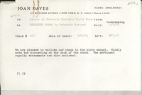 [Recibo] 1979 Apr. 4, New York, N. Y., [EE.UU.] [a] Doris Dana, [EE.UU.]