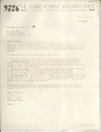 [Carta] 1978 Dec. 18, [EE.UU.] [a] Ms. Joan Daves, New York, New York, [EE.UU.]