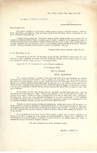 [Carta] 1955 mar. 6, Hda. Chiclín, Trujillo, Perú [a] Gabriela Mistral, [Nueva York, EE.UU.]