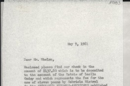 [Carta] 1961 May 9, [EE.UU.] [a] Mr. Richard Whelan, Morgan Guaranty Trust Co., New York City, N. Y., [EE.UU.]