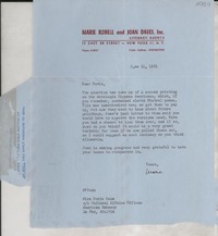 [Carta] 1961 June 14, New York, N. Y., [EE.UU.] [a] Miss Doris Dana, American Embassy, La Paz, Bolivia