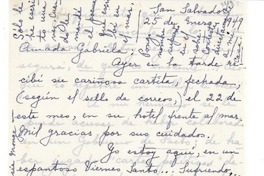 [Carta] 1949 ene. 25, San Salvador, [El Salvador] [a] Gabriela [Mistral]