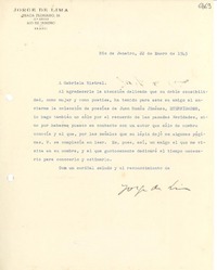 [Carta] 1943 ene. 22, Río de Janeiro [a] Gabriela Mistral