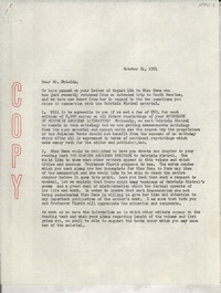 [Carta] 1961 Oct. 24, [EE.UU.] [a] Mr. A. K. Shields, Holt, Rinehart and Winston, Inc., New York, [EE.UU.]