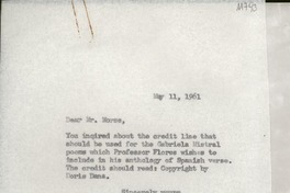 [Carta] 1961 May 11, [EE.UU.] [a] Mr. Carl Robert Morse, Doubleday & Company, Inc., New York, N. Y., [EE.UU.]