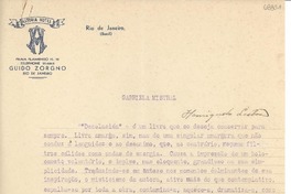 [Carta] Rio de Janeiro, [Brasil] [a] Gabriela Mistral