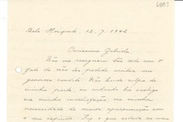 [Carta] 1942 jul. 12, Belo Horizonte, [Brasil] [a] Gabriela [Mistral]