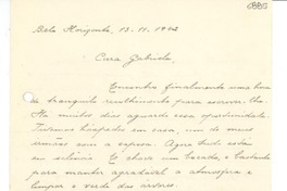 [Carta] 1942 nov. 13, Belo Horizonte, [Brasil] [a] Gabriela Mistral