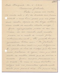 [Carta] 1944 jun. 20, Belo Horizonte, [Brasil] [a] Gabriela Mistral