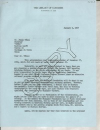 [Carta] 1967 Jan. 5, Washington, D. C., [EE.UU.] [al] Sr. Jorge Vélez, Director "Orfeo", Santiago, Chile