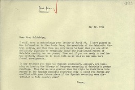 [Carta] 1964 May 22, [Estados Unidos] [a] Mrs. Barbara Holdridge, Caedmon Records, inc., 461 Eighth Ave., New York
