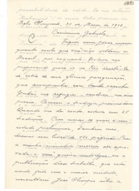 [Carta] 1946 mar. 31, Belo Horizonte, [Brasil] [a] Gabriela Mistral