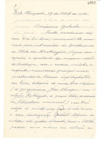 [Carta] 1946 abr. 19, Belo Horizonte, [Brasil] [a] Gabriela Mistral