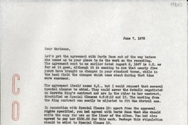 [Carta] 1972 June 7, [Estados Unidos] [a] Mrs. Marianne Mantell, Caedmon Records, Inc., New York
