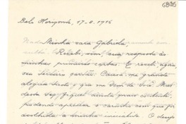 [Carta] 1946 ago. 17, Belo Horizonte, [Brasil] [a] Gabriela Mistral