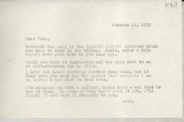 [Carta] 1973 Jan. 12, [Estados Unidos] [a] Dear Joan