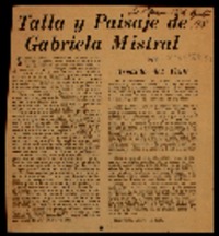 Talla y paisaje de Gabriela Mistral