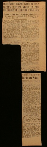 Posiblemente mañana saldrá en jira p' la costa la poetisa Mistral en unión del Director de Educación y srta. Ortíz presidente interino le contestó saludo ayer y expresó la complacencia de la nación por su visita a esta tierra, donde se la admira.