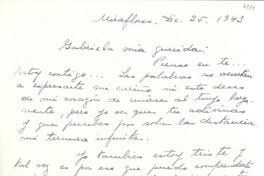 [Carta] 1943 dic. 25, Miraflores, [Perú] [a] Gabriela [Mistral]