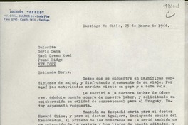 [Carta] 1966 ene. 25, Santiago de Chile [a] Señorita Doris Dana, Hack Green Road, Pound Ridge, New York