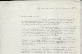 [Carta] 1966 feb. 23, Santiago de Chile [a] Maravillosa Doris