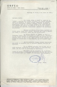 [Carta] 1966 jul. 5, Santiago de Chile [a] Estimada Doris
