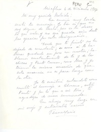 [Carta] 1954 dic. 6, Miraflores, [Perú] [a] Gabriela [Mistral]