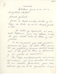 [Carta] 1952 jun. 7, La Habana, [Cuba] [a] Gabriela Mistral