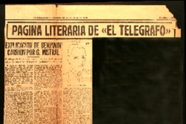 Explicación de Benjamín Carrión por G. Mistral prólogo de Los Creadores de la Nueva América obra de nuestro ensayista, publicado en 1928