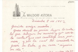 [Carta] 1952 dic. 8, [New York] [a] Gabriela Mistral