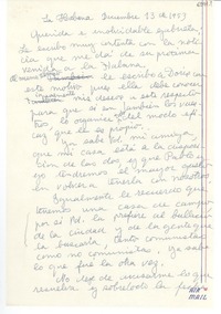 [Carta] 1953 dic. 13, La Habana, [Cuba] [a] Gabriela Mistral