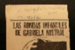 Las rondas infantiles de Gabriela Mistral Rondas de niños