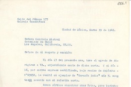 [Carta] 1948 mar. 29, Ciudad de México [a] Gabriela Mistral, Los Ángeles, California, EE.UU.