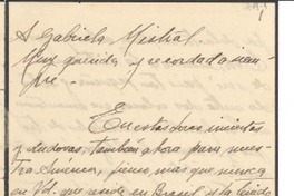 [Carta] 1944 ago. 10, Montevideo, [Uruguay] [a] Gabriela Mistral