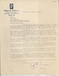 [Carta] 1965 jun. 22, Santiago, [Chile] [a] Señorita Doris Dana, Hack Green Road, Pound Ridge, New York, U.S.A.