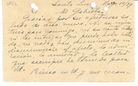 [Tarjeta] 1939 mar. 10, Santa Lucía, [Uruguay] [a] Gabriela [Mistral]