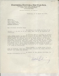 [Carta] 1963 mar. 13, Santiago, Chile [a la] Señorita Doris Dana, Hack Green Road, Pound Ridge, N. Y., Estados Unidos