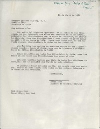 [Carta] 1966 abr. 14, Hack Green Road, Pound Ridge, New York, [EE.UU.] [a la] Empresa Editora Zig-Zag, S.A., Casilla 84-D, Santiago, Chile