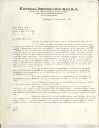 [Carta] 1966 abr. 29, Santiago, Chile [a] Miss Doris Dana, Hack Green Road, Pound Ridge, New York, [EE.UU.]