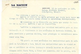 [Carta] 1944 nov. 15, Buenos Aires [a] Gabriela Mistral, Petrópolis, Brasil