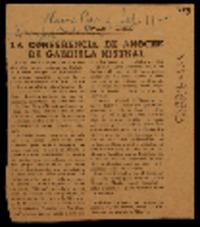 La conferencia de anoche de Gabriela Mistral
