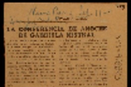 La conferencia de anoche de Gabriela Mistral