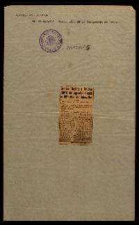 Señora Gabriela Mistral envía un saludo al Ministro de Educación