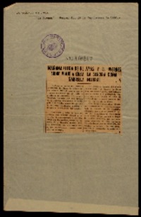 Mañana llega de Playas y el viernes sigue viaje a Cuba la señora Gabriela Mistral