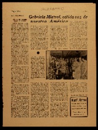 Gabriela Mistral, cálida voz de nuestra América