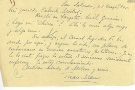 [Carta] 1945 mayo 21, San Salvador [a] Gabriela Mistral
